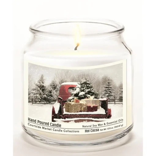 Courtside Market Red Christmas Truck Soy Wax Candle With Silver Lid