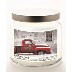 Courtside Market Red Pick-Up Truck With Wreath Wax Infused Candle
