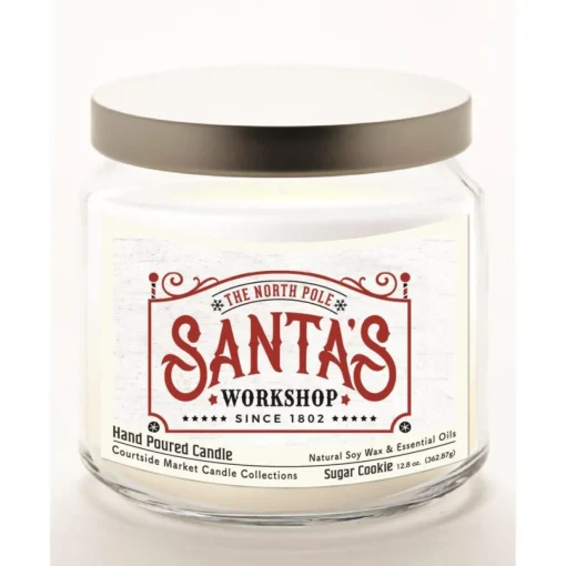 Courtside Market Santa's Workshop Infused Wax Candle With Silver Lid