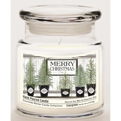 Courtside Market Soy Candle W/ Essential Oils + Lid - Merry Christmas