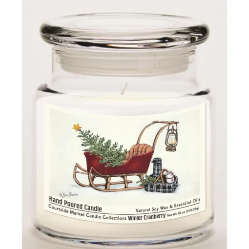 Courtside Market Soy Candle W/ Essential Oils + Lid - Santa's Sleigh