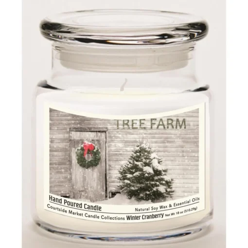 Courtside Market Soy Candle W/ Essential Oils + Glass Lid - Tree Farm
