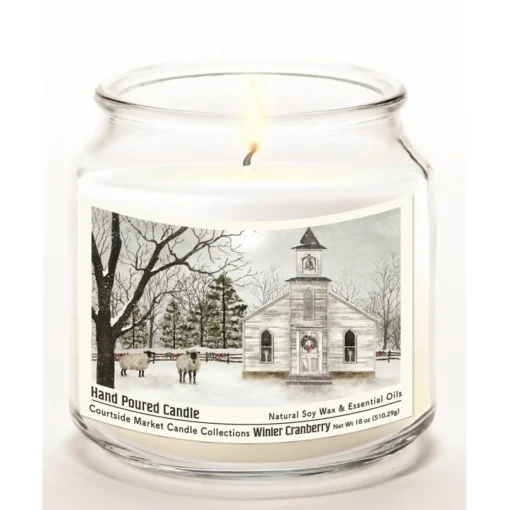 Courtside Market Soy Candle W/ Essential Oils + Lid - Christmas Chapel