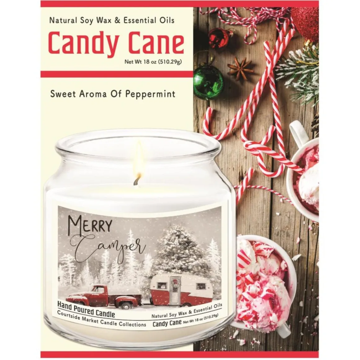 Courtside Market Soy Candle With Essential Oils + Lid - Merry Camper