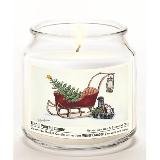 Courtside Market Soy Candle W/ Essential Oils + Lid - Santa's Sleigh