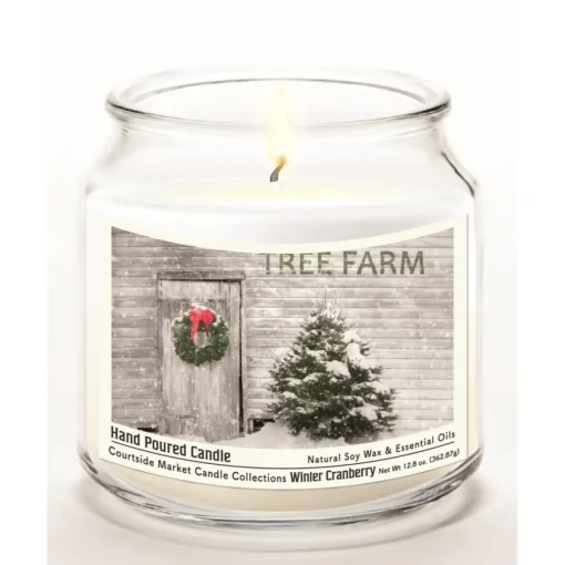 Courtside Market Tree Farm Infused Candle In Glass Jar W/ Silver Lid