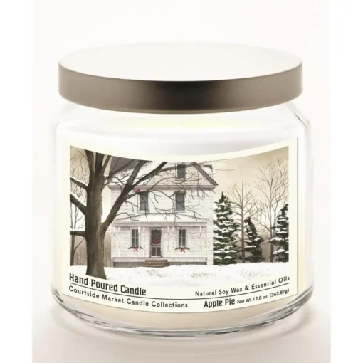 Courtside Market White Christmas Candle Glass Jar With Silver Lid