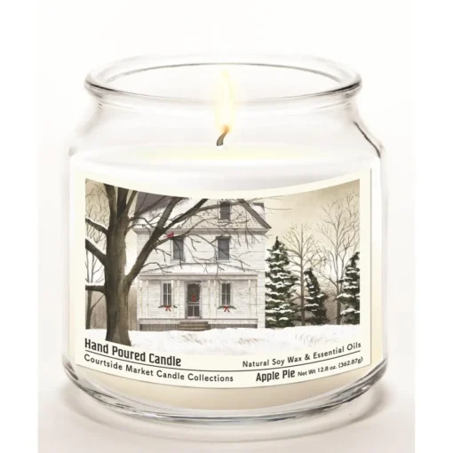 Courtside Market White Christmas Candle Glass Jar With Silver Lid