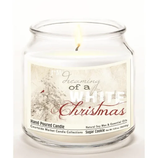 Courtside Market White Christmas Infused Wax Candle With Silver Lid