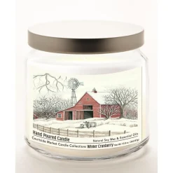 Courtside Market Winter Barn With Mill Infused Wax Candle In Glass Jar