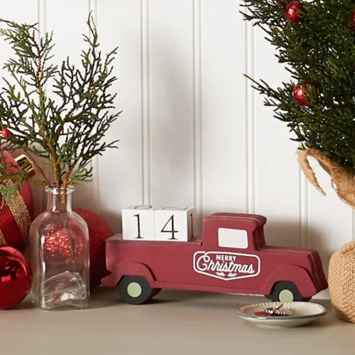 Design Imports Christmas Tree Truck Tabletop Block Calendar