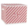 Design Imports Holiday Candy Stripe Print Ornament Storage Bin, Large