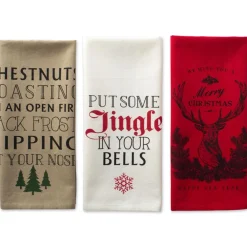 Design Imports Holiday Stag Christmas Print Kitchen Towel Set Of 3