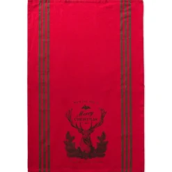Design Imports Holiday Stag Christmas Print Kitchen Towel Set Of 3