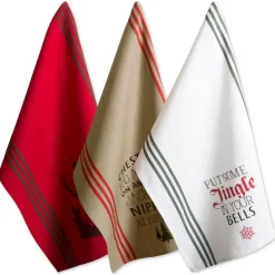Design Imports Holiday Stag Christmas Print Kitchen Towel Set Of 3