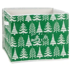 Design Imports Triple Christmas Tree Print Ornament Storage Bin, Large
