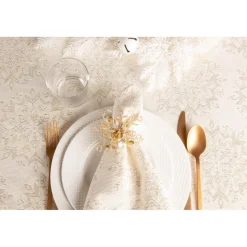 Design Imports Winter Sparkle Jacquard Metallic Square Table Topper