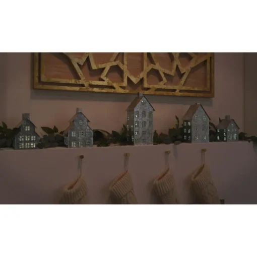 Emryn House 5Pc Farmhouse Village Set With String Lights