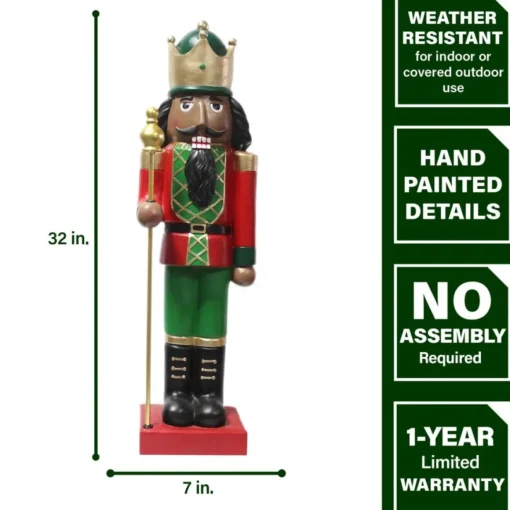 Fraser Hill Farm 32" African American Nutcracker Hold Staff Figurine