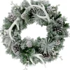 Fraser Hill Farm 24" Christmas Frosted Wreath W Pinecones And Antlers