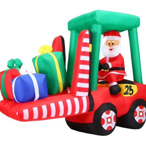 Fraser Hill Farm 6 Ft. Pre-Lit Inflatable Santa In Fork Lift