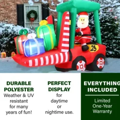 Fraser Hill Farm 6 Ft. Pre-Lit Inflatable Santa In Fork Lift