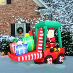 Fraser Hill Farm 6 Ft. Pre-Lit Inflatable Santa In Fork Lift