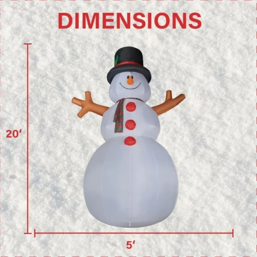 Fraser Hill Farm 20' Jolly Snowman Inflatable W Rgb Lights And Bag