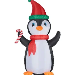 Fraser Hill Farm 10' Penguin & Candy Inflatable With Rgb Lights & Bag