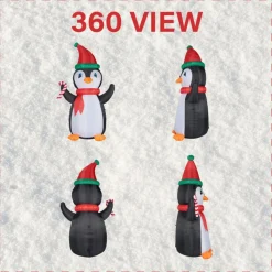 Fraser Hill Farm 10' Penguin & Candy Inflatable With Rgb Lights & Bag