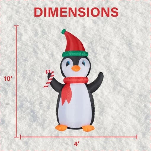 Fraser Hill Farm 10' Penguin & Candy Inflatable With Rgb Lights & Bag