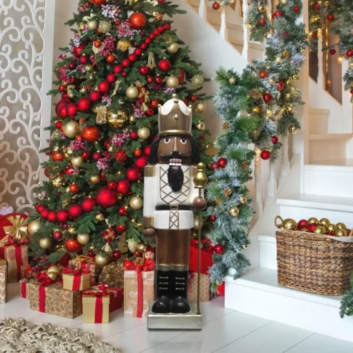 Fraser Hill Farm 48"African American Nutcracker Holding Staff Figurine