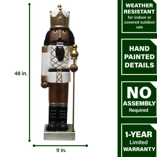 Fraser Hill Farm 48"African American Nutcracker Holding Staff Figurine