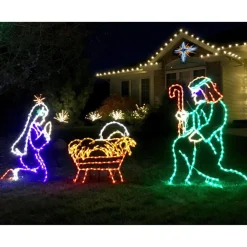 Fraser Hill Farm Christmas Giant Outdoor Lights 4-Piece Nativity Set
