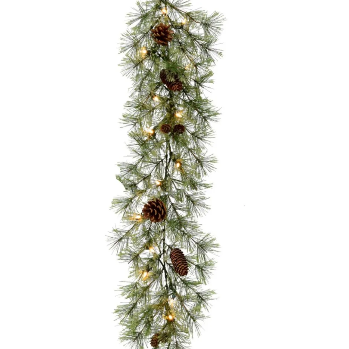 Fraser Hill Farm 9-Ft Garland With Pinecones And Warm White Led Lights