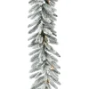 Fraser Hill Farm 9-Ft. Icy Frost Snow Flocked Garland W/ White Lights