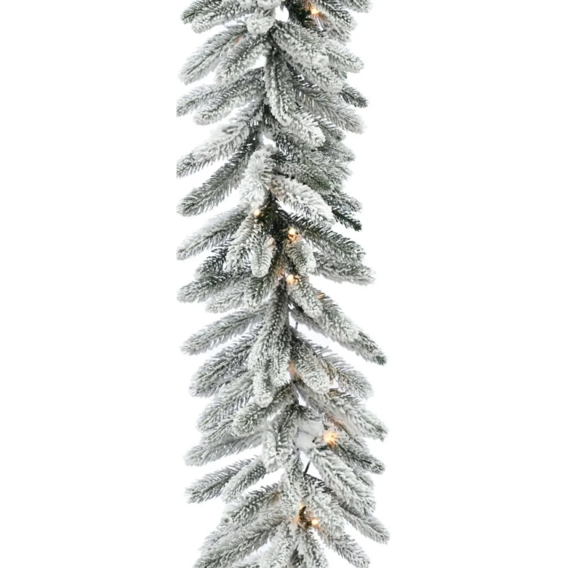 Fraser Hill Farm 9-Ft. Icy Frost Snow Flocked Garland W/ White Lights