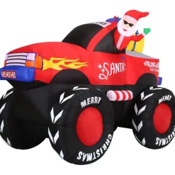 Fraser Hill 7-Ft. Wide Pre-Lit Inflatable Santa In Monster Truck