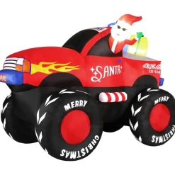 Fraser Hill 7-Ft. Wide Pre-Lit Inflatable Santa In Monster Truck