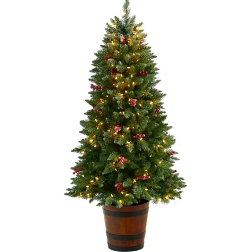 5' Frosted Pre-Lit Porch Christmas Tree With 200 Led Lights