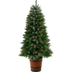 5' Frosted Pre-Lit Porch Christmas Tree With 200 Led Lights