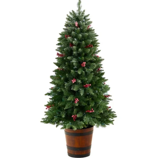 5' Frosted Pre-Lit Porch Christmas Tree With 200 Led Lights