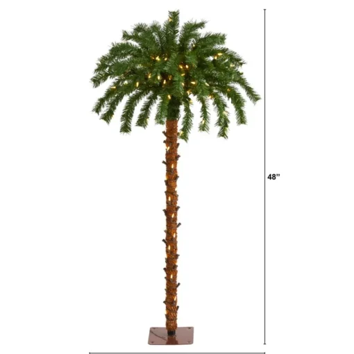 4 Ft. Christmas Palm Artificial Tree With 150 Warm White Led Lights