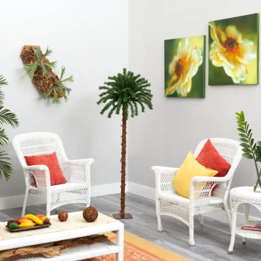 5 Ft. Christmas Palm Artificial Tree With 150 Warm White Led Lights