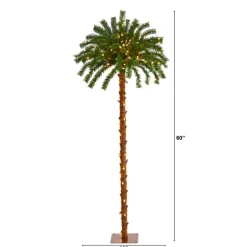 5 Ft. Christmas Palm Artificial Tree With 150 Warm White Led Lights