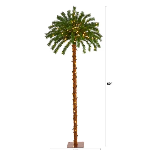 5 Ft. Christmas Palm Artificial Tree With 150 Warm White Led Lights