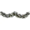 6 Ft. Flocked Mixed Pine Artificial Christmas Garland With 50 Led Lights, Pine Cones And Berries