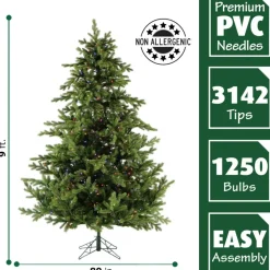 9-Ft. Foxtail Pine Christmas Tree With Multi-Color Led String Lighting