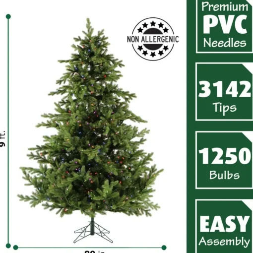 9-Ft. Foxtail Pine Christmas Tree With Multi-Color Led String Lighting