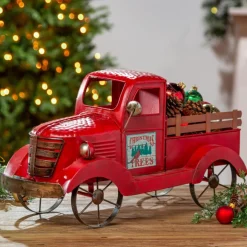 Gerson Company 18.9" Red Antique Metal And Wood Truck W/ 3 Magnets